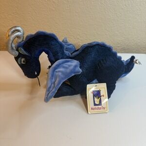 VTG 2003 Manhattan Toy Plush Renaissance Dragon 9" Royal Blue Purple Green TAGS!